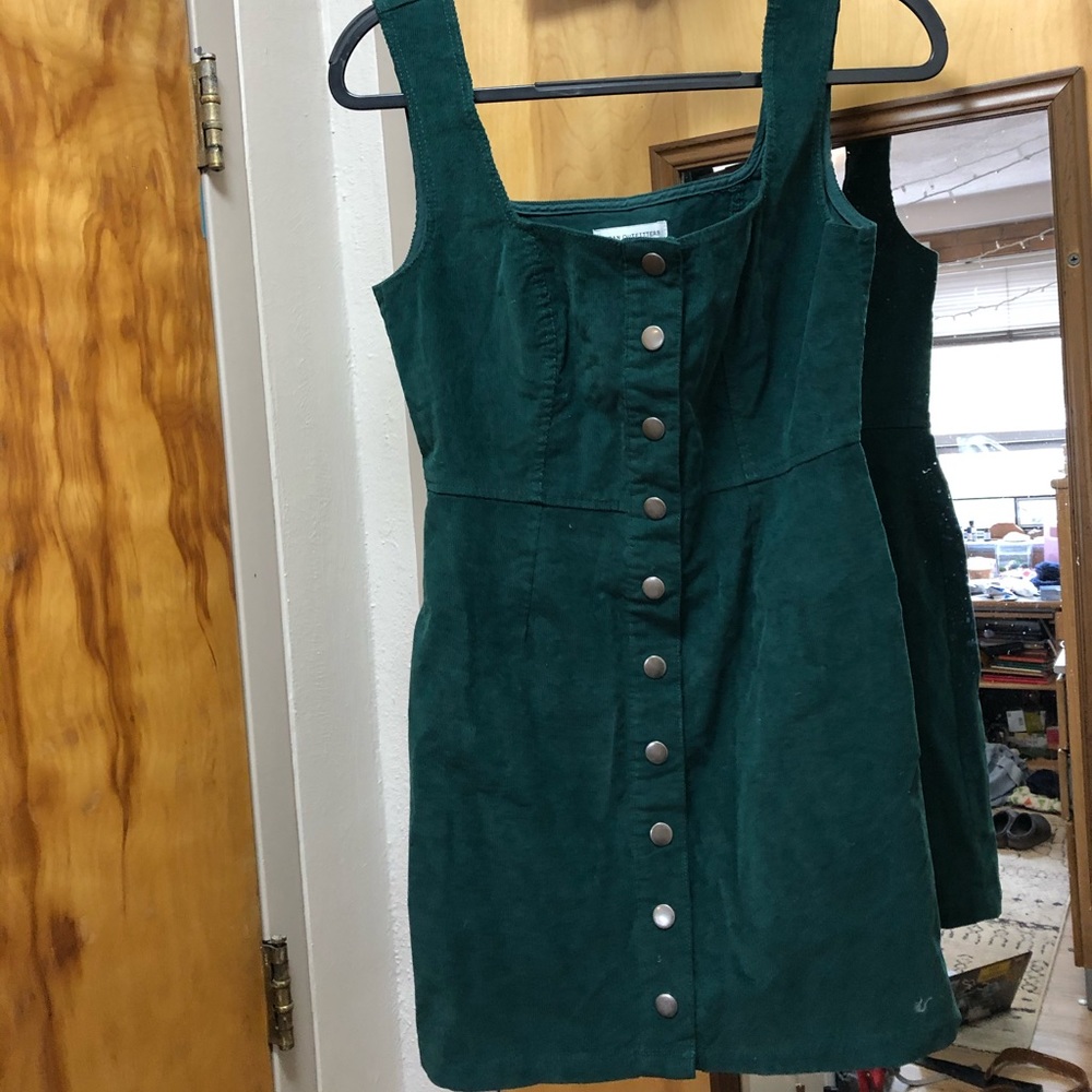 corduroy green dress urban outfitters